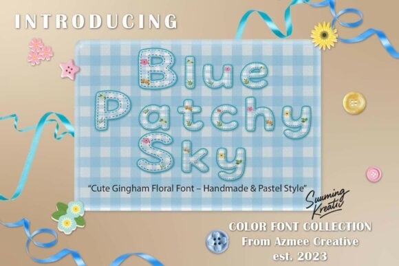 Blue Patchy Sky: A Charming Color SVG Font for Handmade Designs