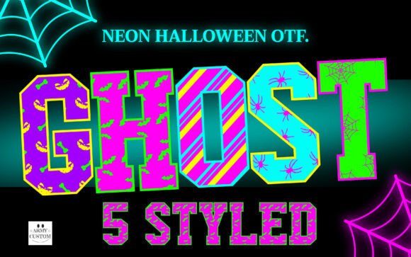 Halloweenneon Spider: Vibrant Typography for Festive Design